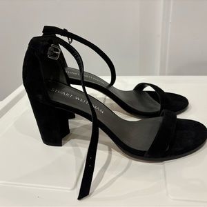 Stuart Weitzman Black Suede Ankle Strap Heels Size 7.5 - wore once